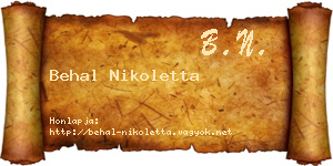 Behal Nikoletta névjegykártya